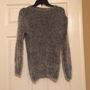 CHIC BLACK AND WHITE FUZZY SWEATER